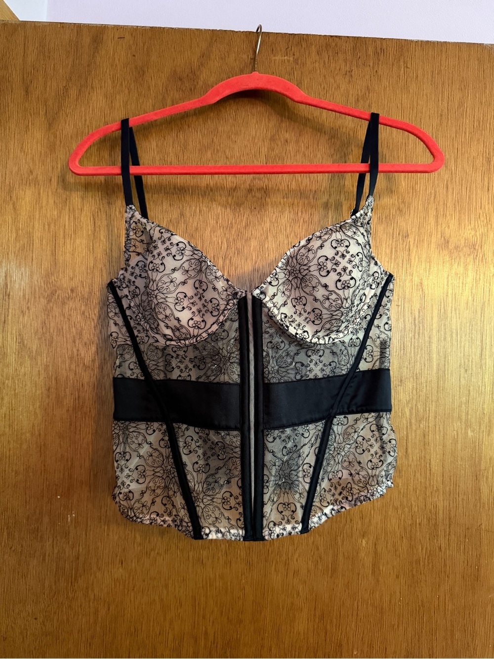 Victoria’s Secret Very Sexy Sheer Lace Bustier Corset Top with Black Trim